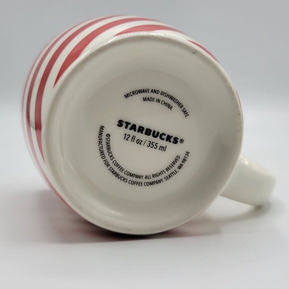 Starbucks Candy Cane Red & White Striped Ceramic Coffee Mug 12 Oz - Picture 6 of 8